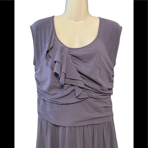 Garnet Hill Blue Ruffle Front Dress - Picture 3 of 8